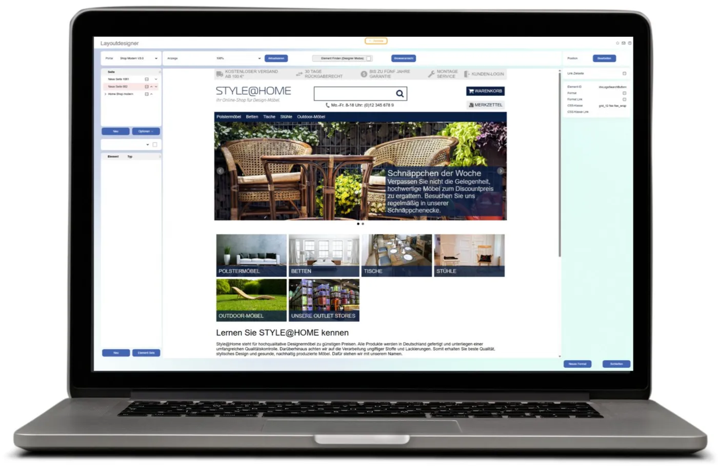 MYFACTORY E-Commerce: Layoutdesigner für den direkt ins ERP integrierten Webshop
