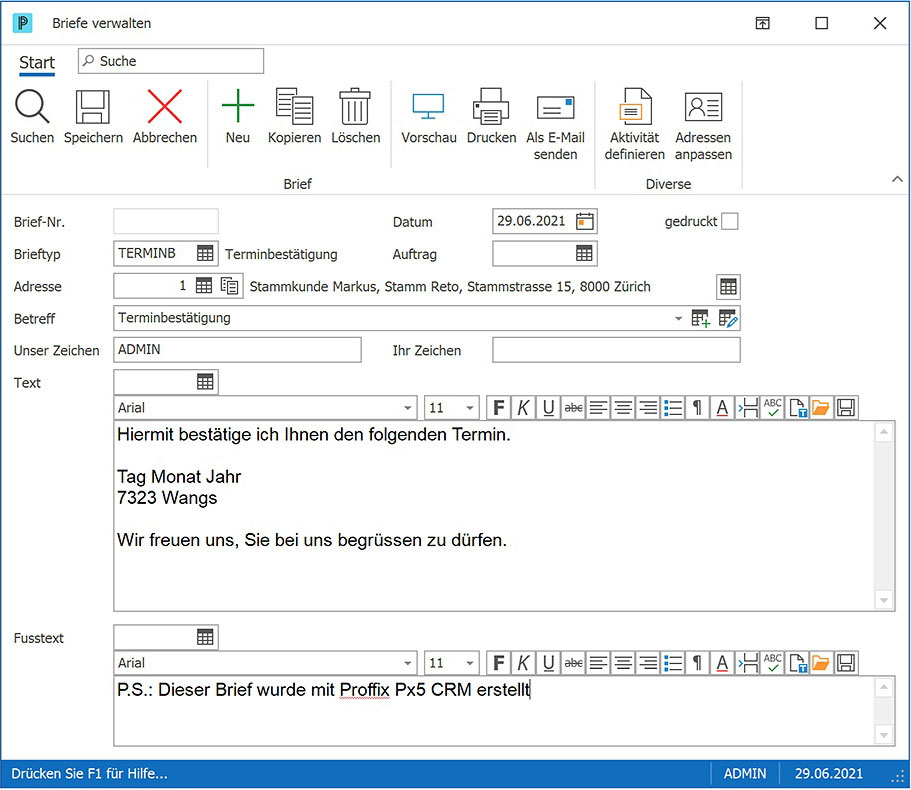 Cloud CRM Software mit ERP- und Newsletter-Anbindung für Serienbriefe
