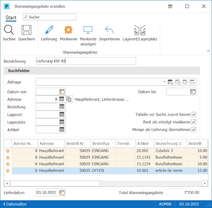 Wareneingänge in der Einkauf-Software Proffix Px5 erfassen